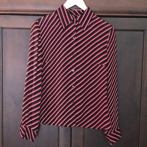 Ann Taylor red and black silk blouse, size 4